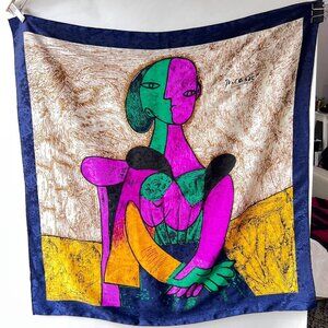 Vintage Picasso Sitting Lady with split face scarf